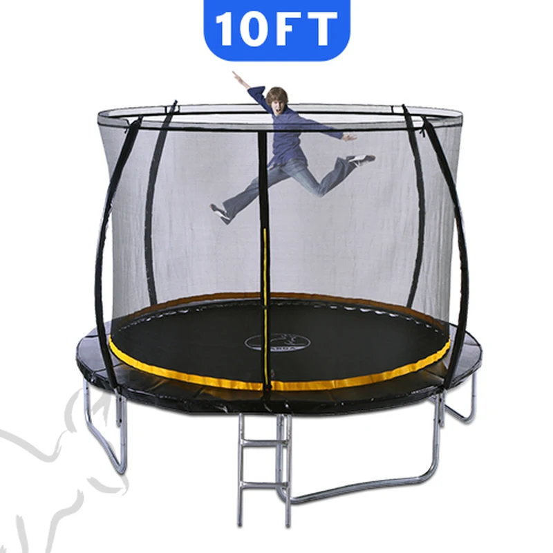 Kanga 10ft Premium Trampoline with green padding and safety net
